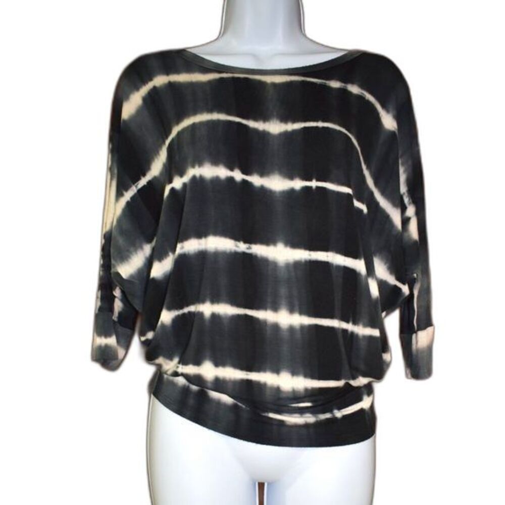 Women's Black and White Tie-Dye Blouse